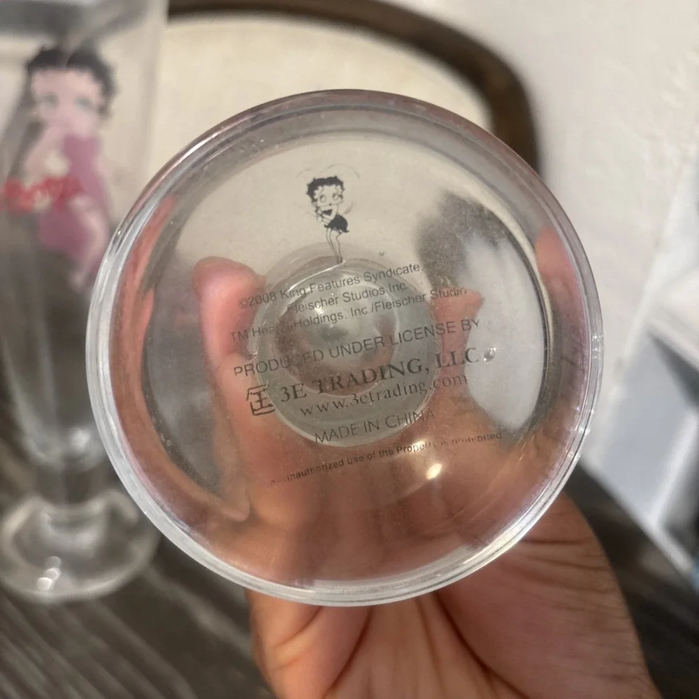 Betty Boop 22 oz Pilsner Glasses Set of Two Licensed by 3E Trading LLC Glitter